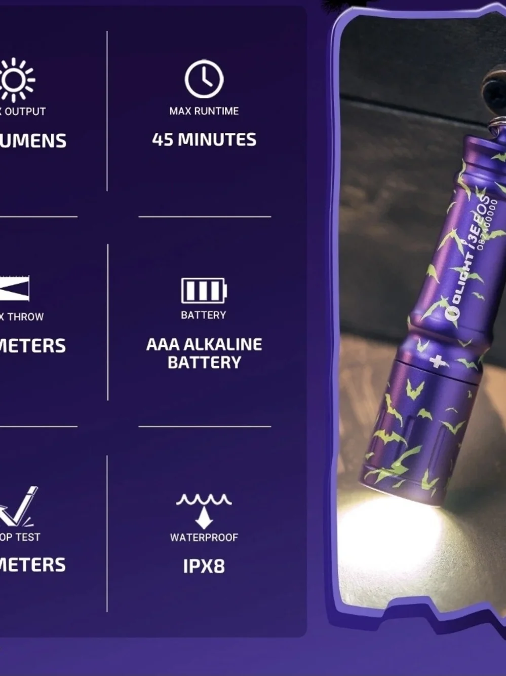 Olight i3E EOS Purple Ghost Keychain LED Flashlight Limited Edition NIB